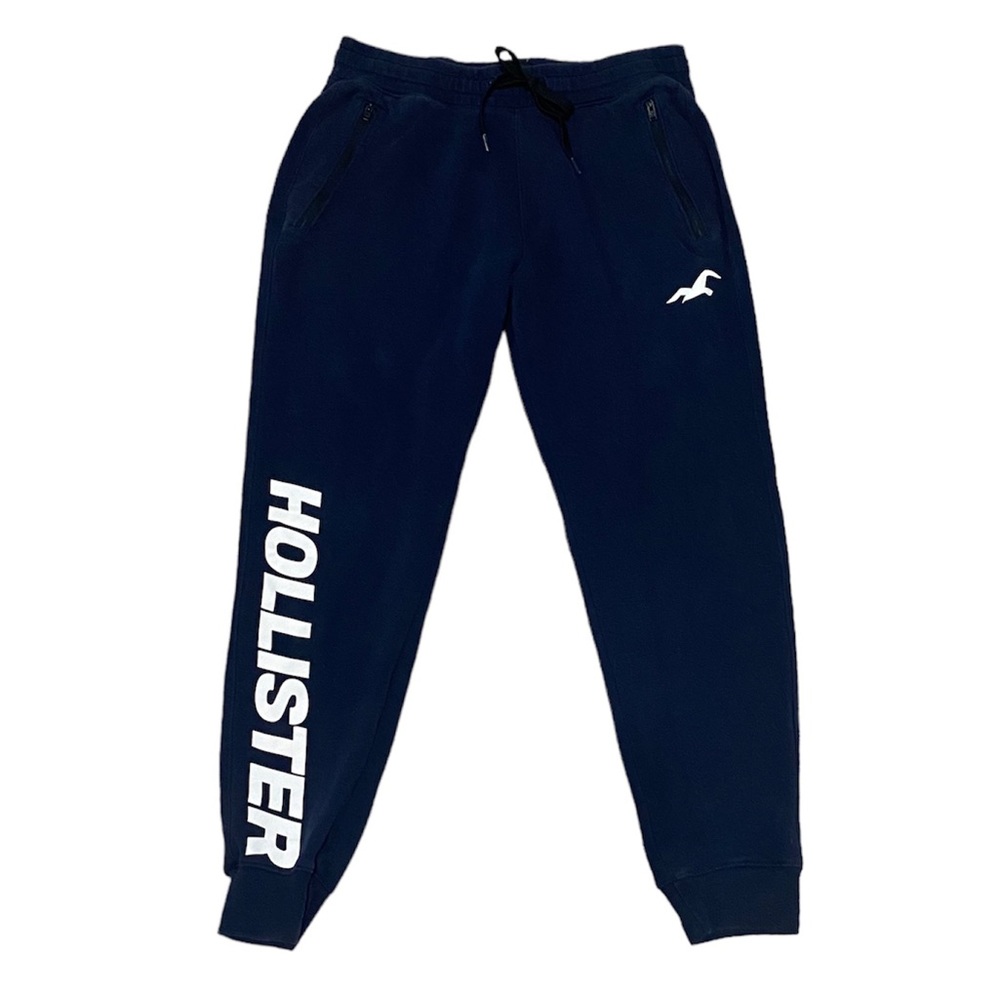 Hollister Men’s Joggers Sweatpants Zipper Pockets Navy Blue Size Medium